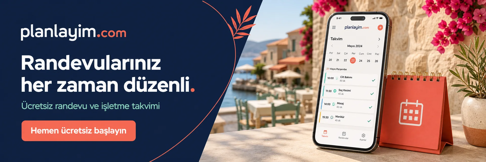 Planlayim.com ücretsiz randevu ve işletme takvimi - Hemen ücretsiz başlayın